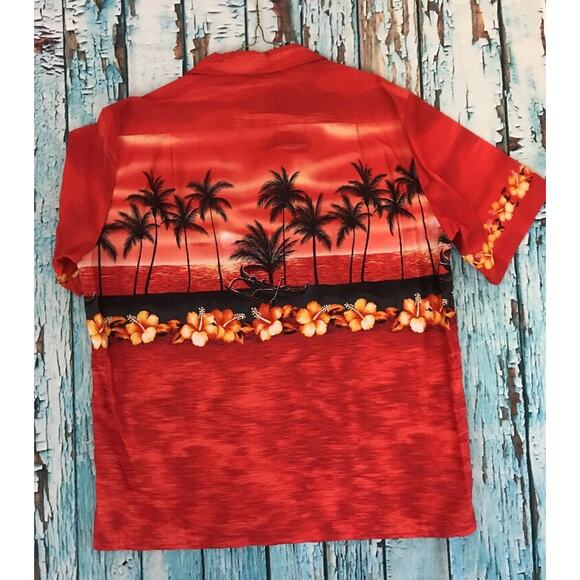 BISHOP ST. APPAREL Blood Orange Hawaiian Shirt Cotton Tropical Beach Sz M EUC - Picture 3 of 7